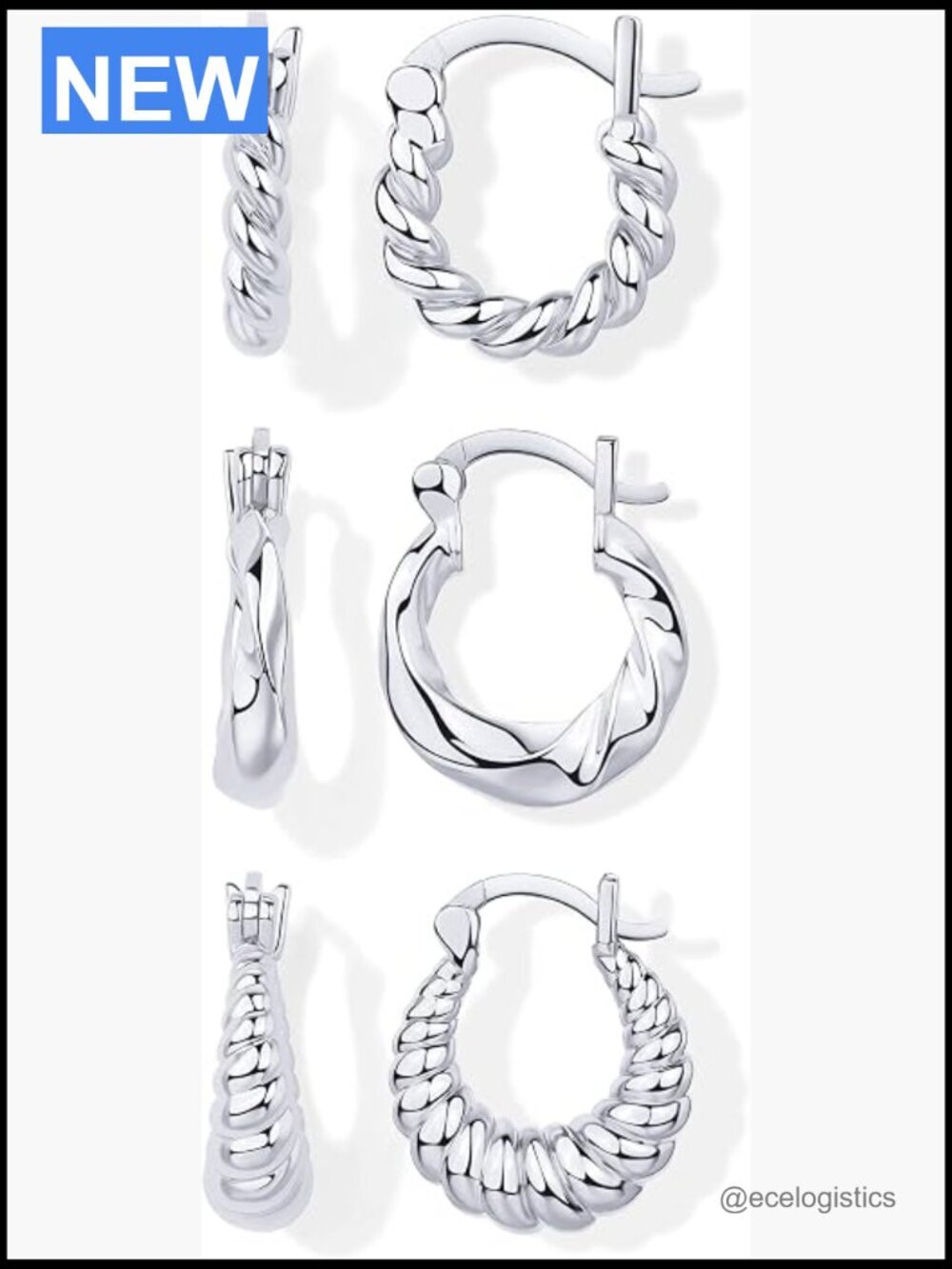 Gold Hoop Earrings Set - 3 Pair Hypoallergenic CZ Huggies